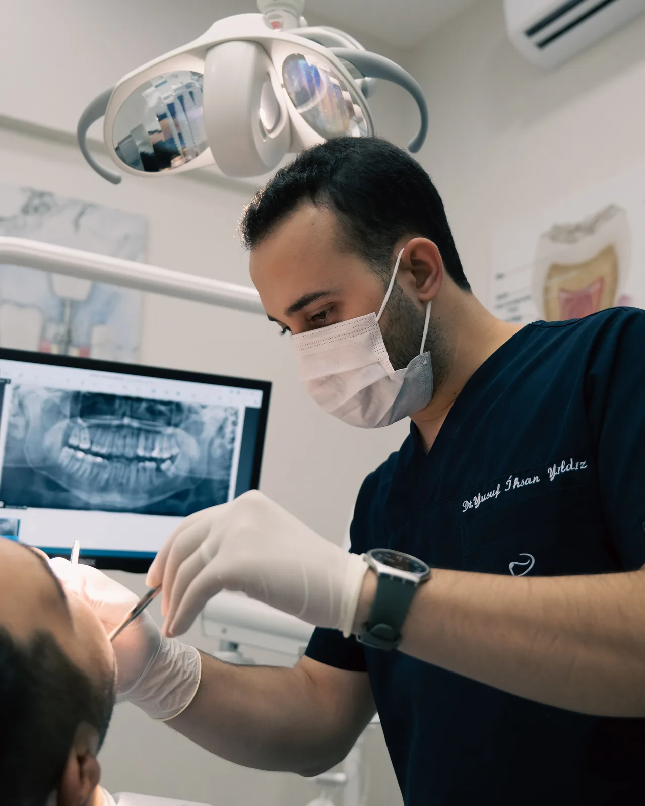Implant planning from a panoramic X-ray, alongside the Sedation Options explanation in Toronto